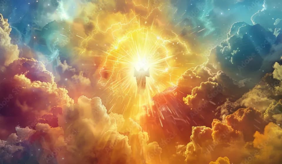 Mystical image of heaven with someone shining in the center